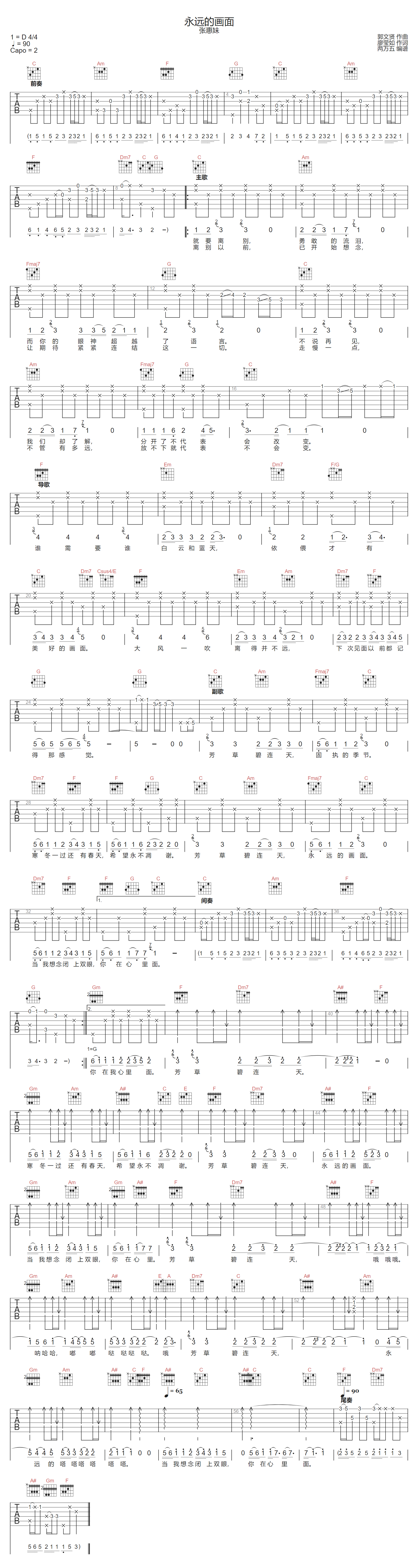 永远的画面吉他谱-张惠妹